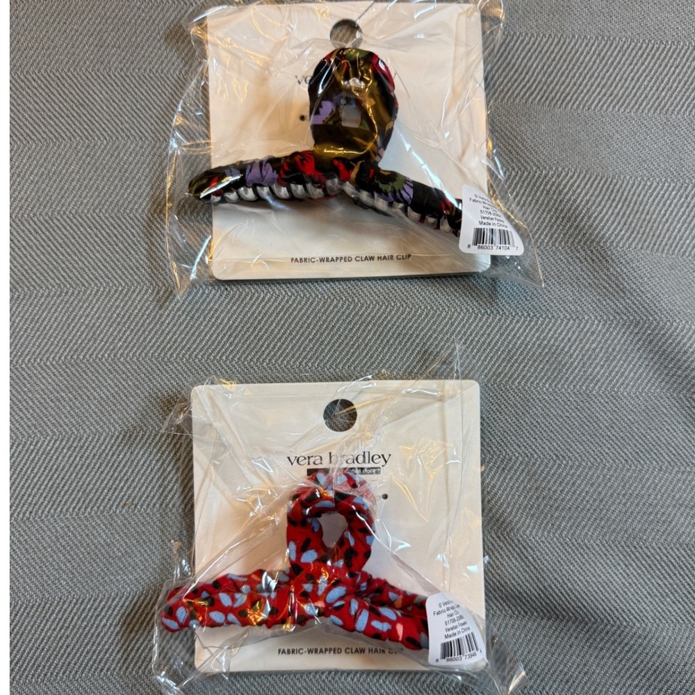 Vera Bradley Fabric Wrapped Claw Hair Clip Set Venetian Paisley Venetian Flowers